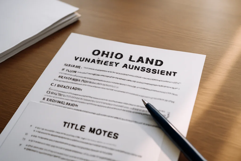 Direct land sale paperwork for an Ohio owner without an agent