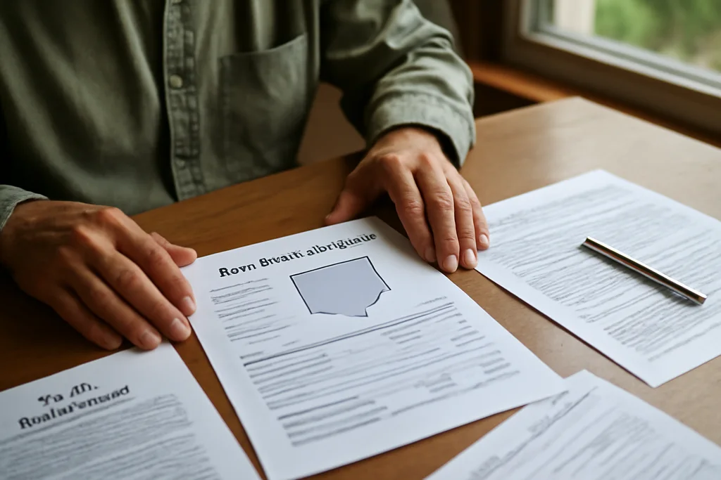 Seller reviewing land sale proceeds and tax paperwork in Ohio